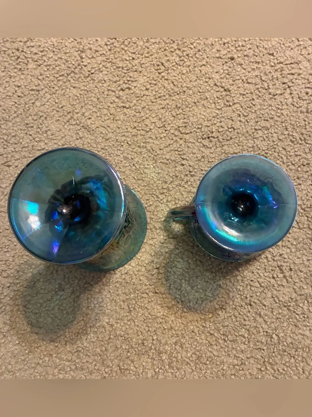 Indiana Glass Iridescent Blue Carnival Harvest Grape Cream & Sugar
